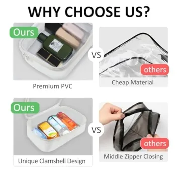 Moyad Clear Toiletry Bag Makeup Bags TSA Approved Travel Toiletry Bag for Carry-on (Beige, 2 Pack)