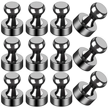 LOVIMAG 12Pcs Black Fridge Magnets - Strong & Versatile for Home and Office