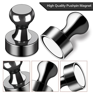 Strong 12Pcs Black Fridge Magnets for Office & Home