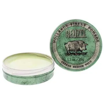REUZEL Grease Hold Hair Styling Pomade Piglet Wax/Gel, Medium, Green, 1.3 oz, 35g