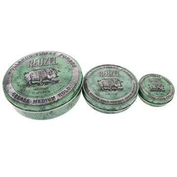REUZEL Grease Hold Hair Styling Pomade Piglet Wax/Gel, Medium, Green, 1.3 oz, 35g