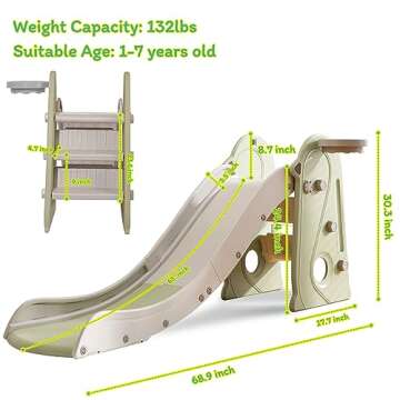 Kid Slide for Toddlers with Basketball Hoop, Indoor & Outdoor Fun