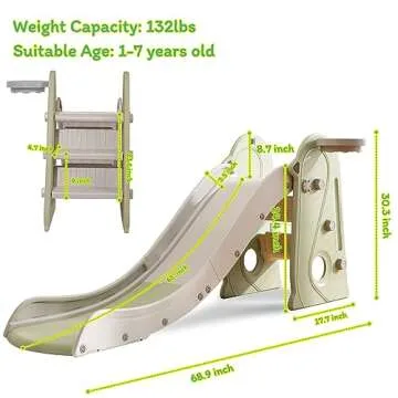 Kid Slide for Toddlers with Basketball Hoop, Indoor & Outdoor Fun