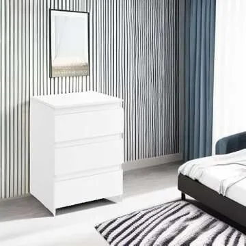 Yaheetech 3 Drawer Nightstand for Small Spaces in White