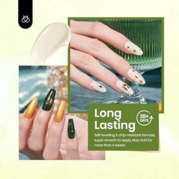 Beetles Gel Nail Polish- 6 Colors Viper's Kiss Collection Dark Green White Black Gel Polish Nail Design with Snake Sticker Soak Off UV LED Gel Nail Kit Manicure DIY Home Gift for Women