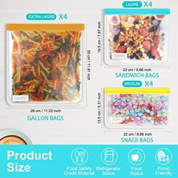 Eco-Friendly SODPE Reusable Food Storage Bags Set