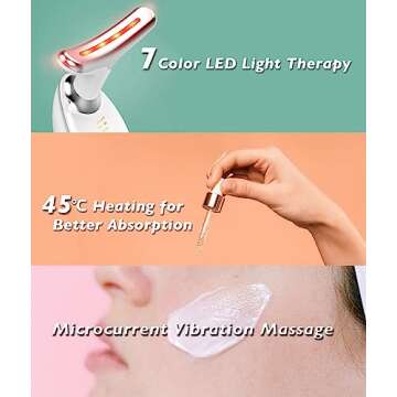 Fastaid Red-Light-Therapy-for-Face and Neck, Red Light Therapy Wand, 7 Color Led Face Neck Massager for Skin Care, White