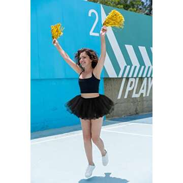 Tutus for Women 5-Layered Tulle Tutu Party Dance Skirt Ballerina Dress Petticoat Tutu Skirt, Black Tutu