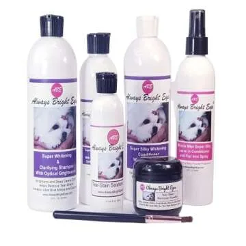 Always Bright Eyes - Tear Stain Remover for Dogs - Complete Set. All Natural, Safe & Effective for All Light Coated Breeds, Set Includes 4 Oz./118ml. Liquid, 2 Oz./56.7g Powder
