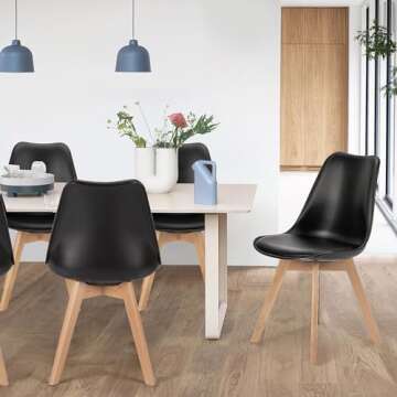 Sweetcrispy Dining Chairs Set of 4 - Mid Century Modern PU Leather Design