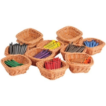 Constructive Playthings Plastic Wicker Baskets for Storage in Educational or Home Setting, Stores To...