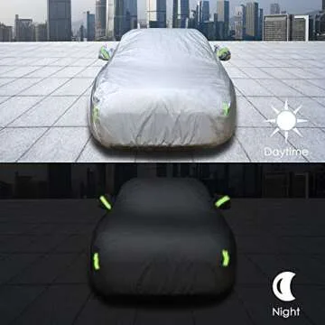 Sedan Car Cover Waterproof All Weather for Auto 210T Lightweight Breathable Outdoor Car Covers UV Protection/Windproof/Dustproof/Scratch Resistant Universal Car Cover Fit Sedan (Up to 193”L)