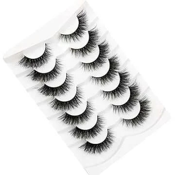 Pooplunch Cat Eye Look Fluffy Volume Wispy Lashes False Eyelashes Natural 8D Winged Short Soft Fake Eyelashes 7 Pairs Faux Mink Lashes Pack