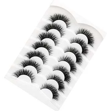 Pooplunch Cat Eye Look Fluffy Volume Wispy Lashes False Eyelashes Natural 8D Winged Short Soft Fake Eyelashes 7 Pairs Faux Mink Lashes Pack
