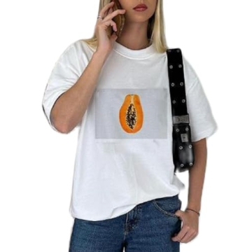 Women Graphic Oversized Fruit Print Tee for Summer