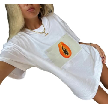 Women Graphic Oversized Fruit Print Tee for Summer