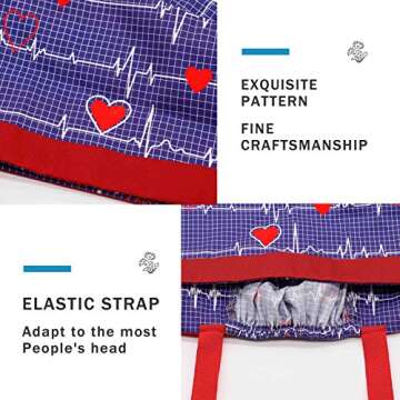 3pcs Long Hair Working Caps Buttons Sweatband Ribbon Tie Ponytail Hats Head Covers Hair Caps for Women