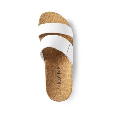 DREAM PAIRS Women's Platform Slides Sandals with Arch Support, Comfortable Beach Slip-on Flat Sandals, Casual 2-Strap Cork Cushion Wedges for Women, White Size 7 SDPW2415W