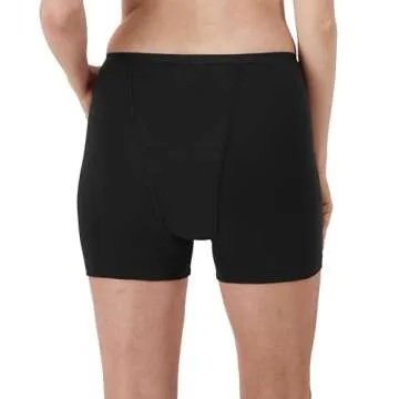 Hanes Women's Comfort, Underwear, Super Leaks Post-Partum, Period & Nighttime Protection, Multipack, 2-Pack Boxer Briefs, Black/Black