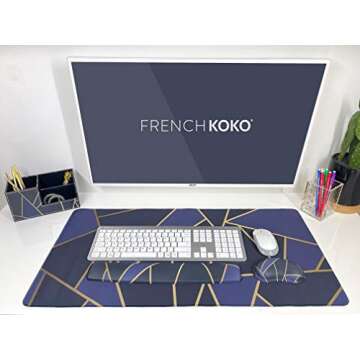 French Koko Large Mouse Pad, Long Desk Mat Keyboard Pad Desktop Accessories Home School College Deco...