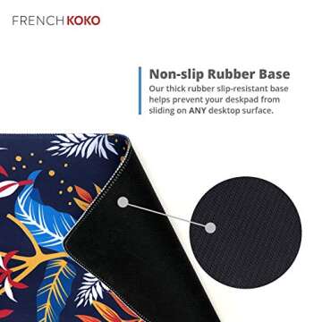 French Koko Large Mouse Pad, Long Desk Mat Keyboard Pad Desktop Accessories Home School College Decor Supplies Pretty Mousepad Big Computer Office Essentials Women Girls XL Cute Modern Dark Chic