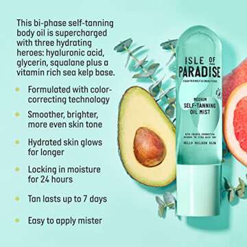 Isle of Paradise Self Tanning Oil Mist, Dark (Bronzed Glow) - Color Correcting Self Tan Spray, Vegan, Cruelty Free, 6.76 Fl Oz
