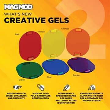 MagMod Pro Creative Gels | Flash Modifier Light Gels | New and Improved Color Modifiers | Modular Magnetic Camera Accessories | Set of 6 Light Filters