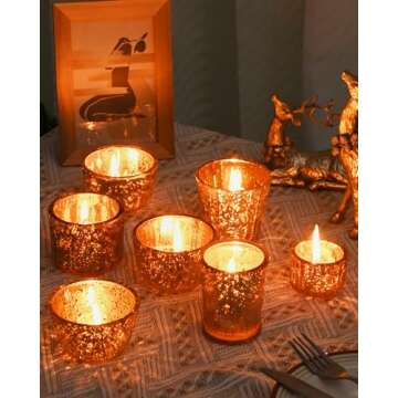 DN DECONATION 8PCS Mercury Glass Candle Holder,Assorted Mercury Glass Votive Candle Holders,Vintage Tea Light Candle Holder for Wedding, Parties, Centerpieces, Decorations