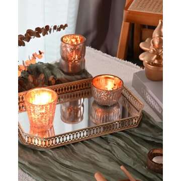 DN DECONATION 8PCS Mercury Glass Candle Holder,Assorted Mercury Glass Votive Candle Holders,Vintage Tea Light Candle Holder for Wedding, Parties, Centerpieces, Decorations