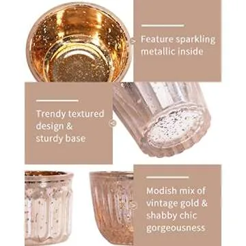 DN DECONATION 8PCS Mercury Glass Candle Holder,Assorted Mercury Glass Votive Candle Holders,Vintage Tea Light Candle Holder for Wedding, Parties, Centerpieces, Decorations