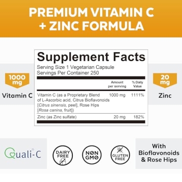 Viva Naturals Vitamin C 1000mg & Zinc 20mg – 250 Capsules