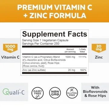 Viva Naturals Vitamin C 1000mg & Zinc 20mg – 250 Capsules