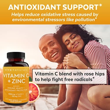Viva Naturals Vitamin C 1000mg & Zinc 20mg – 250 Capsules