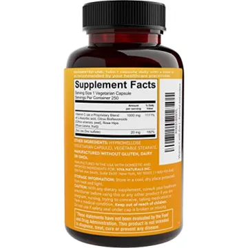 Viva Naturals Vitamin C 1000mg & Zinc 20mg – 250 Capsules