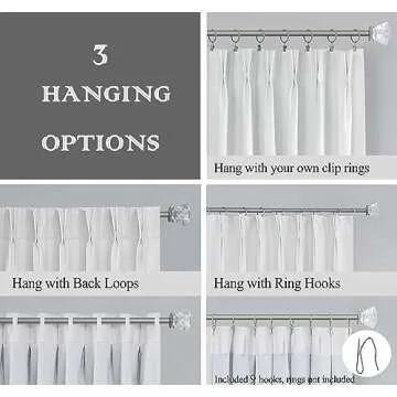 Elegant White Full Blackout Pinch Pleated Curtains – 95 Inch Length for Luxurious Insulation and S...