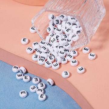 Pandahall 100Pcs Vowel Letter Beads - Acrylic Crafting Beads for DIY Jewelry Making