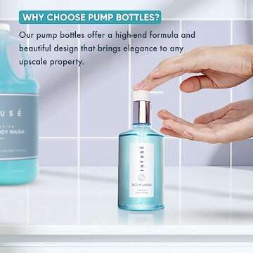 Terra Pure H2O Tropical Infuse Gallon & Dispenser Set | Shampoo, Conditioner, Body Wash Gallons | Refillable 10.14oz Pump Bottles