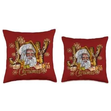 Melanin Santa Throw Pillow for Christmas Joy and Decor