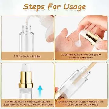 10 Pcs Empty Airless Pump Bottle Travel Cosmetic Cream Pump Bottle Refillable Vacuum Dispenser Pump Containers for Lotion Cream and More (gold-5ml)