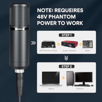 MAONO XLR Condenser Microphone, Professional Cardioid Studio Recording Mic for Streaming, Podcasting...