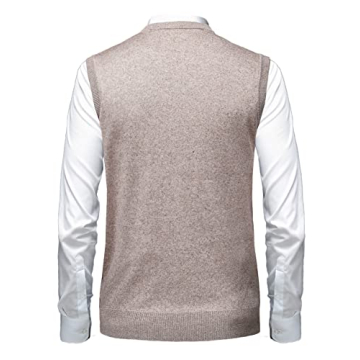 Herothorn Men's Classic Argyle Sweater Vest Camel