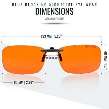 Blue Light Blocking Clip On Glasses - 99.9 Percent Effective Computer Glasses for Men & Women, Durable Lightweight, Reduce Eyestrain, Headaches and Improve Sleep (Nighttime Lens)