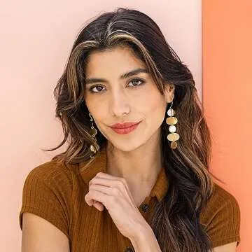 INK+ALLOY Gold Dangle Earrings for Women, Gretchen Brass Oval Circle Long Statement Beach Boho Earrings, Hypoallergenic Handmade Jewelry for the Modern Bohemian, 3.5-Inch