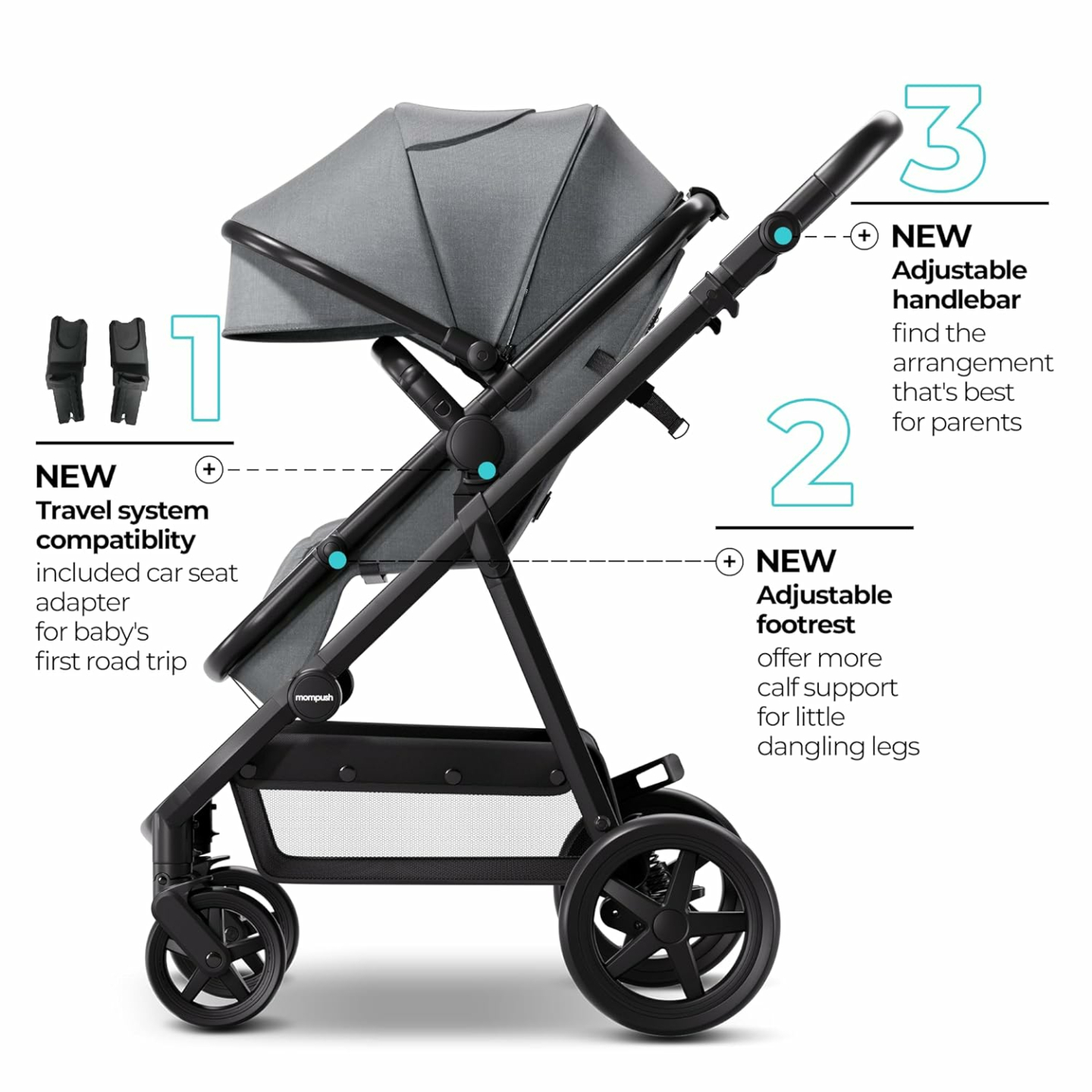 Mompush Meteor 2 Baby Stroller 2-in-1 with Bassinet