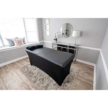 Sophi & Co. Vegan Lash Bed Cover - Wipeable, Reusable and Waterproof Fitted Linen, Excellent Spa Salon Massage Table Linen, Vegan Leather Spa Bed Topper, 1 Count (6ft, Black)