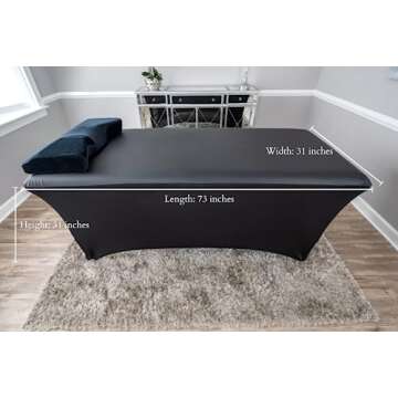 Sophi & Co. Vegan Lash Bed Cover - Wipeable, Reusable and Waterproof Fitted Linen, Excellent Spa Salon Massage Table Linen, Vegan Leather Spa Bed Topper, 1 Count (6ft, Black)