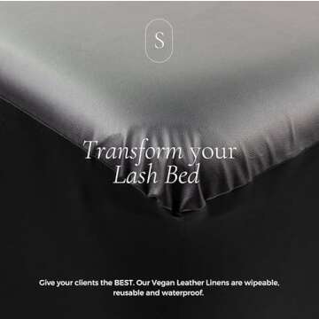 Sophi & Co. Vegan Lash Bed Cover - Wipeable, Reusable and Waterproof Fitted Linen, Excellent Spa Salon Massage Table Linen, Vegan Leather Spa Bed Topper, 1 Count (6ft, Black)