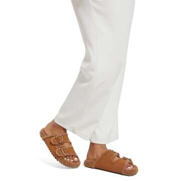 Atumotu Womens Slippers Fuzzy Open Toe Warm Indoor House Winter Shoes Slippers Slide Sandals for Womenswith Adjustable Buckles(Chestnut, US Footwear Size System, Adult, Women, Numeric, Medium, 7)