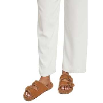 Atumotu Womens Slippers Fuzzy Open Toe Warm Indoor House Winter Shoes Slippers Slide Sandals for Womenswith Adjustable Buckles(Chestnut, US Footwear Size System, Adult, Women, Numeric, Medium, 7)