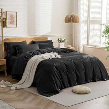 JELLYMONI Bedding Duvet Cover King Size - 100% Washed Cotton Linen Like Textured Comforter Cover, 3 ...